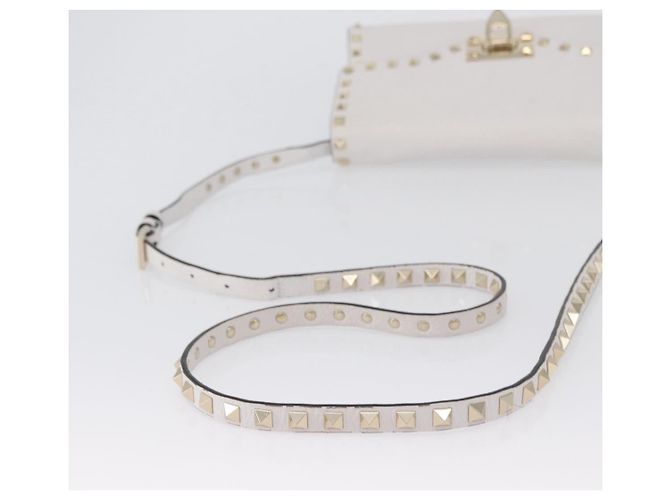 Valentino Borsa a Spalla in Pelle Bianca e Oro Auth BA10633 Bianco D'oro - vista 7