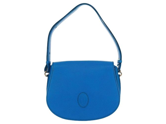 CARTIER Must Line Borsa a Spalla in Pelle Blu Oro Auth 168927V D'oro - vista 13