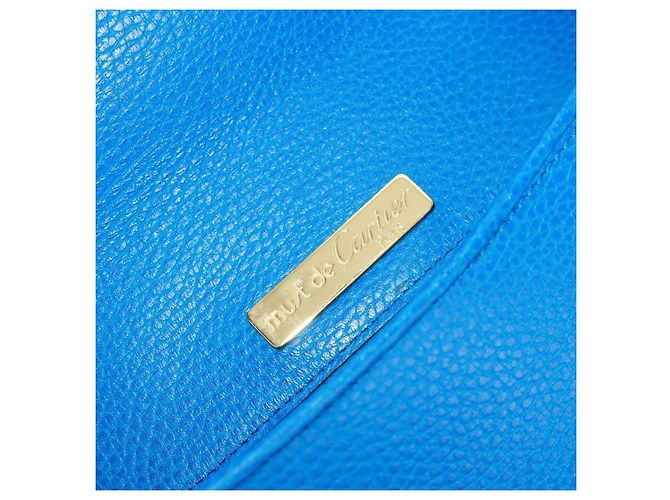 CARTIER Must Line Borsa a Spalla in Pelle Blu Oro Auth 168927V D'oro - vista 18