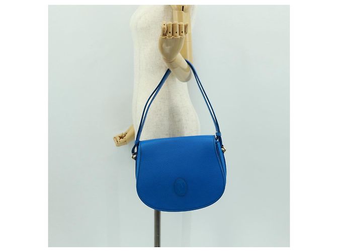 CARTIER Must Line Borsa a Spalla in Pelle Blu Oro Auth 168927V D'oro - vista 23