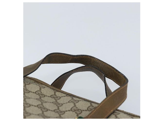 Borsa tote Gucci GG Supreme Web Sherry Line in PVC beige e oro 41 02 039 Auth 171911 D'oro - vista 14