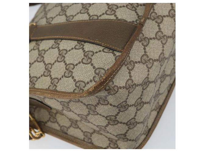 Borsa tote Gucci GG Supreme Web Sherry Line in PVC beige e oro 41 02 039 Auth 171911 D'oro - vista 18