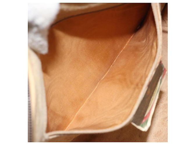 Borsa tote Gucci GG Supreme Web Sherry Line in PVC beige e oro 41 02 039 Auth 171911 D'oro - vista 23