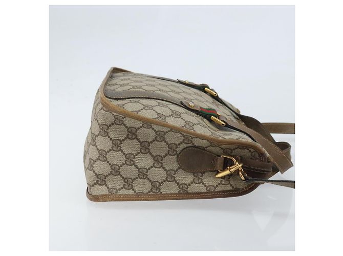 Borsa tote Gucci GG Supreme Web Sherry Line in PVC beige e oro 41 02 039 Auth 171911 D'oro - vista 3