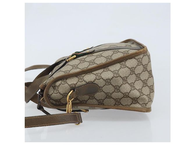 Borsa tote Gucci GG Supreme Web Sherry Line in PVC beige e oro 41 02 039 Auth 171911 D'oro - vista 4
