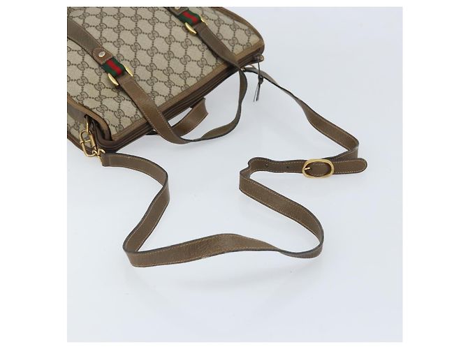 Borsa tote Gucci GG Supreme Web Sherry Line in PVC beige e oro 41 02 039 Auth 171911 D'oro - vista 8