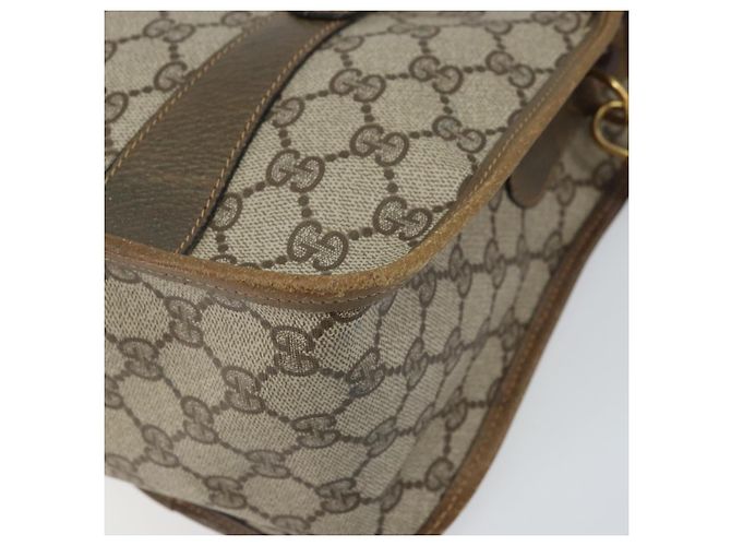 Borsa tote Gucci GG Supreme Web Sherry Line in PVC beige e oro 41 02 039 Auth 171911 D'oro - vista 9