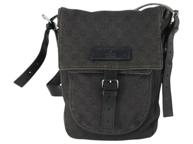 Borsa a Spalla GG Canvas Gucci Nera Argento 101654 Auth hk3369 Nero - vista 13