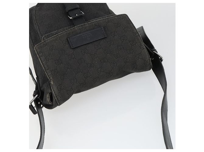 Borsa a Spalla GG Canvas Gucci Nera Argento 101654 Auth hk3369 Nero - vista 6