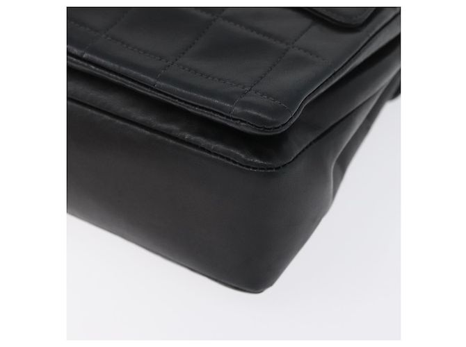 CHANEL Borsa a Spalla Choco Bar in Pelle di Agnello Nera Argento CC Auth bs33473 Nero - vista 14