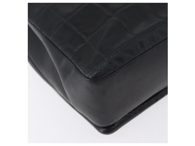CHANEL Borsa a Spalla Choco Bar in Pelle di Agnello Nera Argento CC Auth bs33473 Nero - vista 15