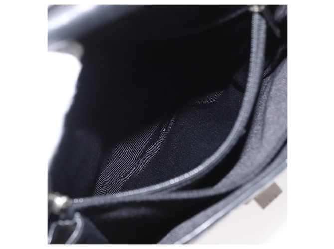 CHANEL Borsa a Spalla Choco Bar in Pelle di Agnello Nera Argento CC Auth bs33473 Nero - vista 27