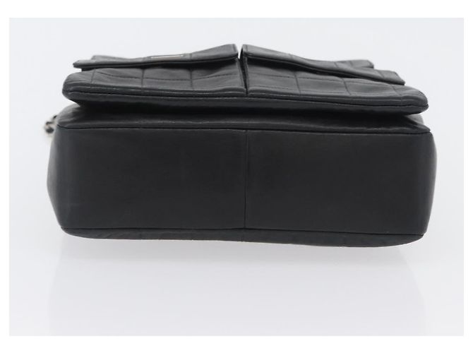 CHANEL Borsa a Spalla Choco Bar in Pelle di Agnello Nera Argento CC Auth bs33473 Nero - vista 5