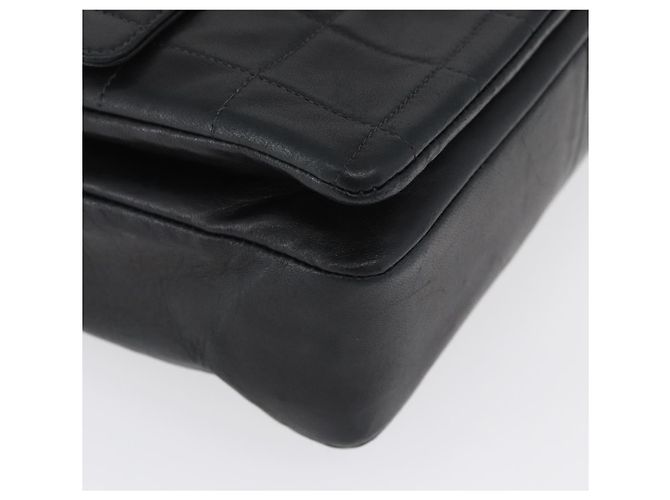 CHANEL Borsa a Spalla Choco Bar in Pelle di Agnello Nera Argento CC Auth bs33473 Nero - vista 9