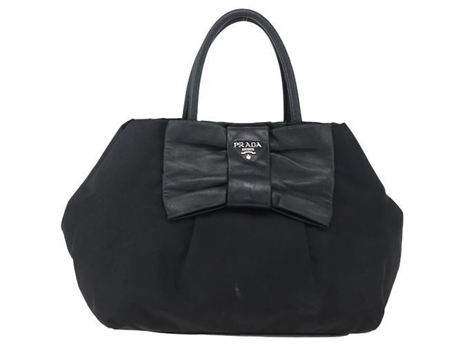 Ribbon PRADA Bandentasche aus Nylon Leder Schwarz Silber Authentisch 173676 - Ansicht 13