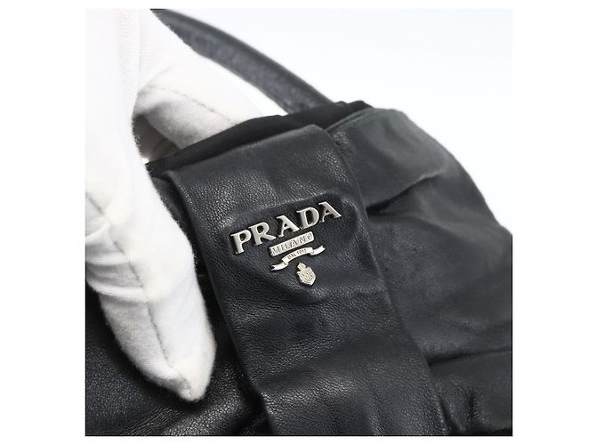 Ribbon PRADA Bandentasche aus Nylon Leder Schwarz Silber Authentisch 173676 - Ansicht 17