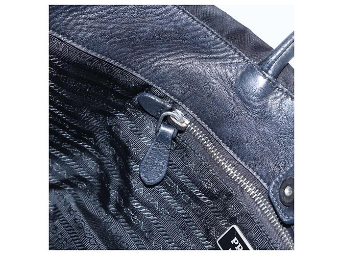 Ribbon PRADA Bandentasche aus Nylon Leder Schwarz Silber Authentisch 173676 - Ansicht 20