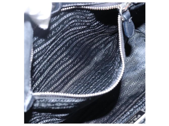 Ribbon PRADA Bandentasche aus Nylon Leder Schwarz Silber Authentisch 173676 - Ansicht 23