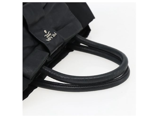 Ribbon PRADA Bandentasche aus Nylon Leder Schwarz Silber Authentisch 173676 - Ansicht 7
