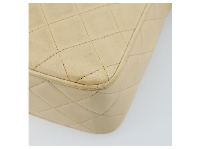 Borsa a spalla in pelle matelassé CHANEL con catena beige oro CC Auth 173120A D'oro - vista 17