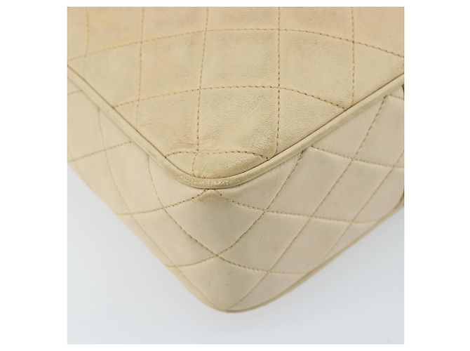 Borsa a spalla in pelle matelassé CHANEL con catena beige oro CC Auth 173120A D'oro - vista 18