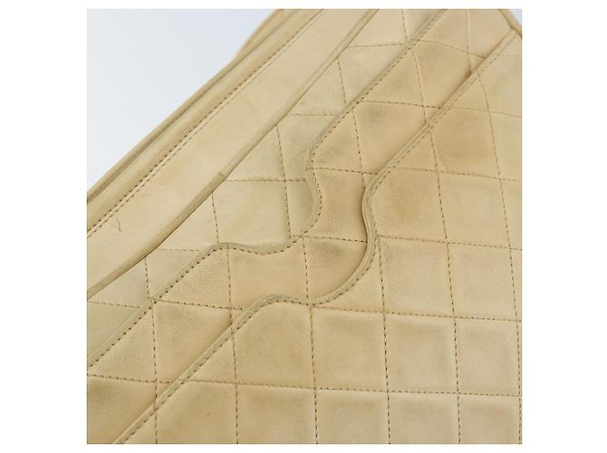 Borsa a spalla in pelle matelassé CHANEL con catena beige oro CC Auth 173120A D'oro - vista 19