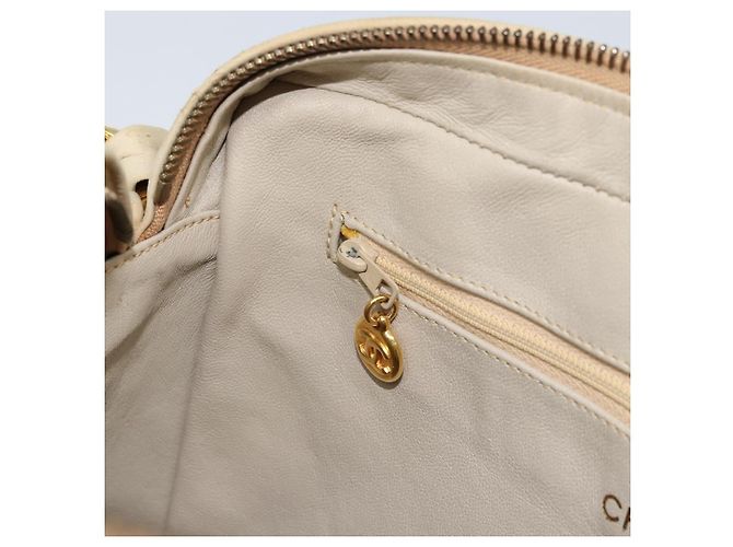 Borsa a spalla in pelle matelassé CHANEL con catena beige oro CC Auth 173120A D'oro - vista 23