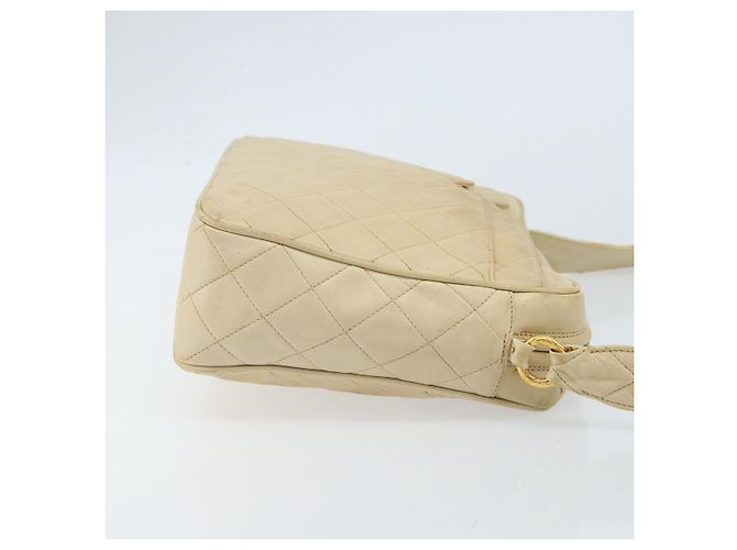 Borsa a spalla in pelle matelassé CHANEL con catena beige oro CC Auth 173120A D'oro - vista 3