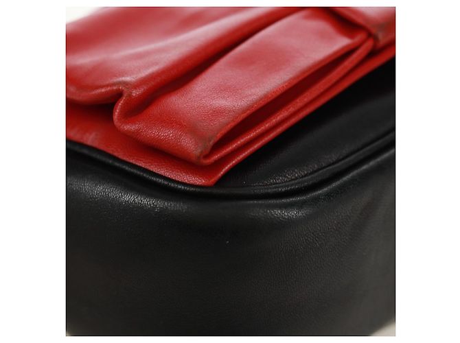 Ribbon Borsa a Spalla in Pelle PRADA con Nastro Nero Rosso Oro Auth 171555V D'oro - vista 15