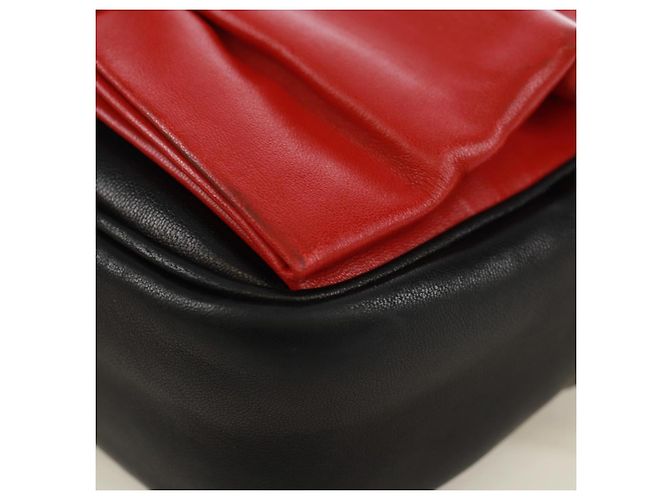 Ribbon Borsa a Spalla in Pelle PRADA con Nastro Nero Rosso Oro Auth 171555V D'oro - vista 16