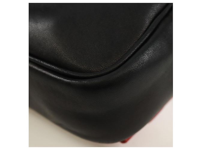 Ribbon Borsa a Spalla in Pelle PRADA con Nastro Nero Rosso Oro Auth 171555V D'oro - vista 18