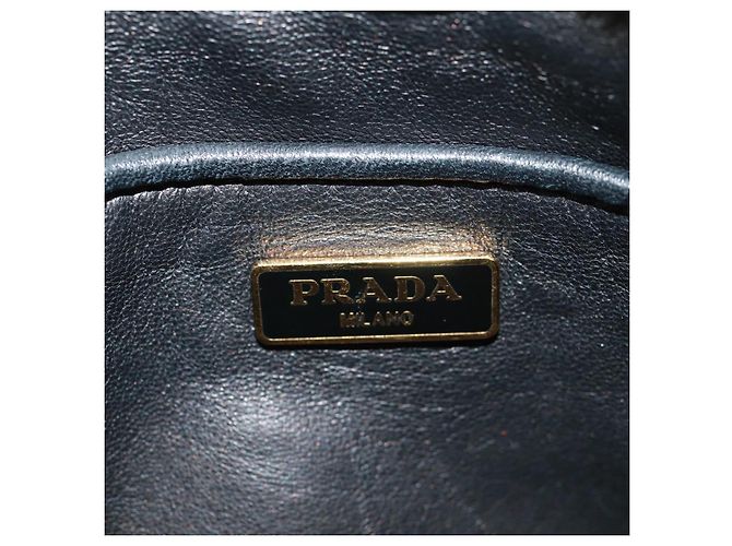 Ribbon Borsa a Spalla in Pelle PRADA con Nastro Nero Rosso Oro Auth 171555V D'oro - vista 21