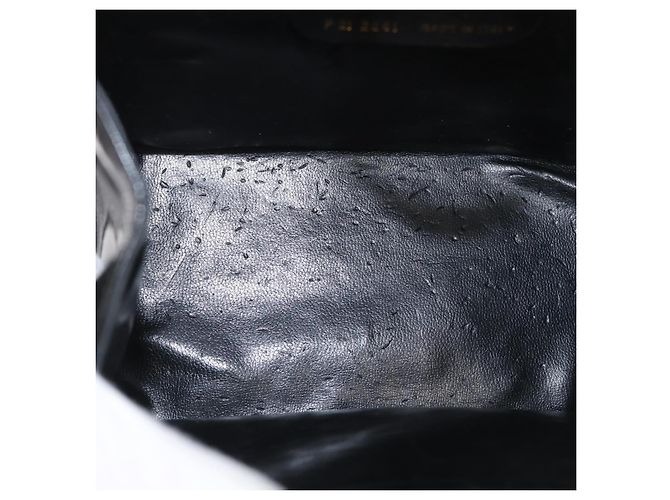 Borsa Gancini Chain Salvatore Ferragamo in pelle verniciata nera e oro Auth LNZ268 - vista 11