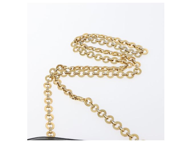 Borsa Gancini Chain Salvatore Ferragamo in pelle verniciata nera e oro Auth LNZ268 - vista 14