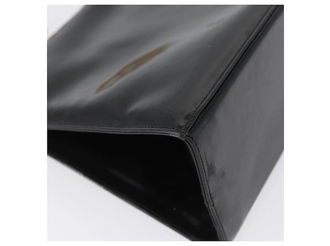 Borsa Gancini Chain Salvatore Ferragamo in pelle verniciata nera e oro Auth LNZ268 - vista 16