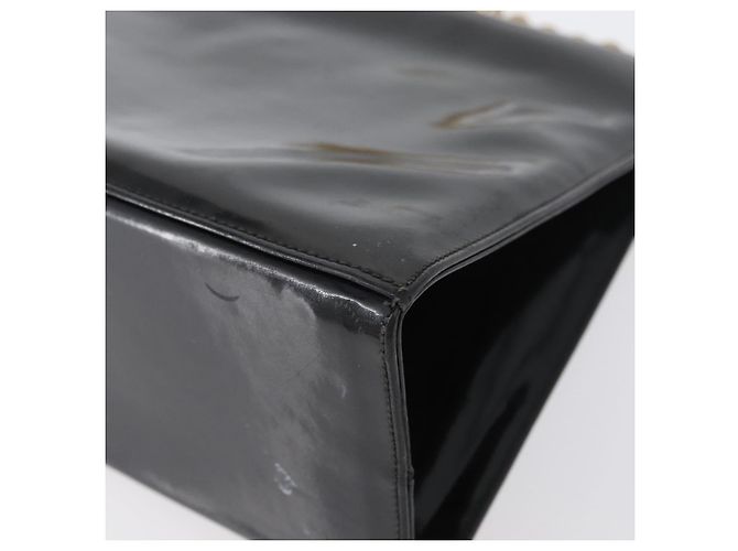 Borsa Gancini Chain Salvatore Ferragamo in pelle verniciata nera e oro Auth LNZ268 - vista 17