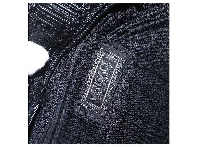 Borsa a mano VERSACE Sunburst in nylon nero e argento Auth am10693 - vista 18