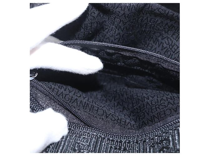 Borsa a mano VERSACE Sunburst in nylon nero e argento Auth am10693 - vista 24