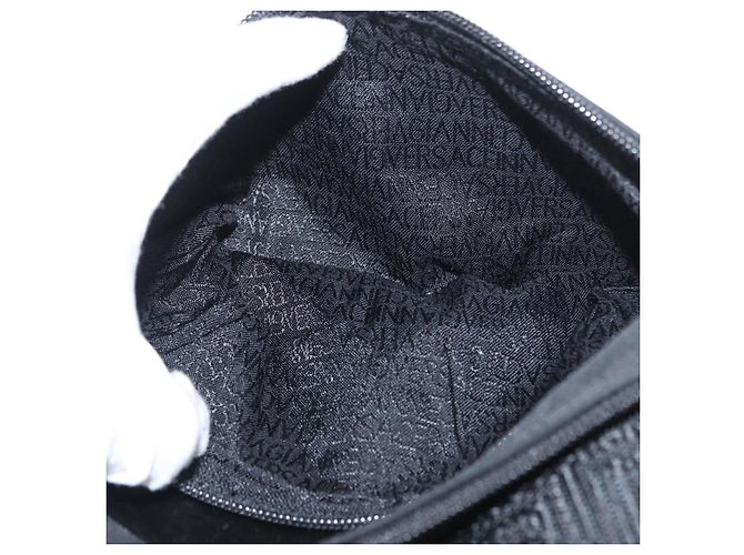 Borsa a mano VERSACE Sunburst in nylon nero e argento Auth am10693 - vista 25