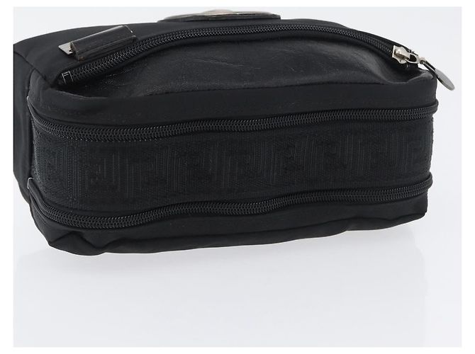 Borsa a mano VERSACE Sunburst in nylon nero e argento Auth am10693 - vista 6