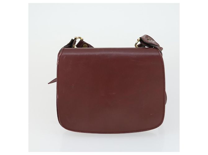 CARTIER Borsa a Spalla Must Line Pelle 2 Set Bordeaux Oro Auth bs33356 D'oro Bordò - vista 10