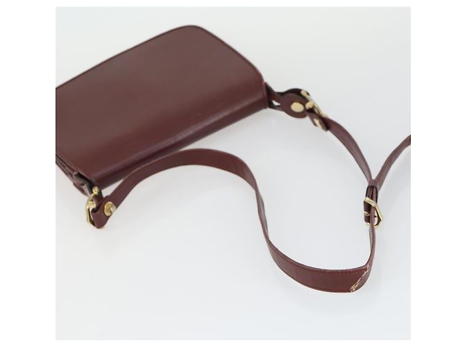CARTIER Borsa a Spalla Must Line Pelle 2 Set Bordeaux Oro Auth bs33356 D'oro Bordò - vista 13
