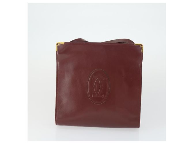 CARTIER Borsa a Spalla Must Line Pelle 2 Set Bordeaux Oro Auth bs33356 D'oro Bordò - vista 2