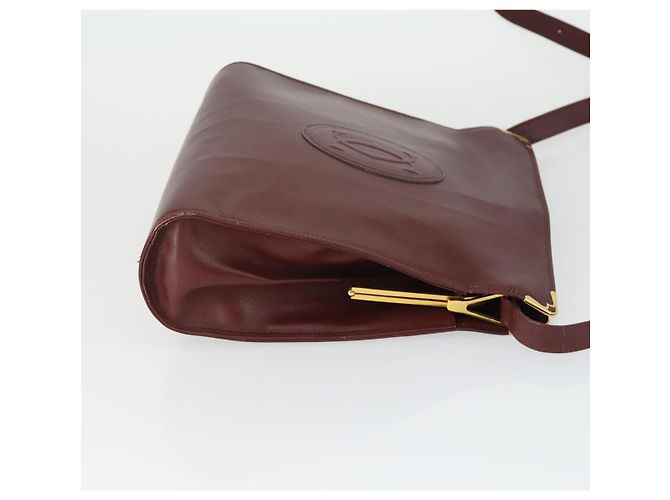 CARTIER Borsa a Spalla Must Line Pelle 2 Set Bordeaux Oro Auth bs33356 D'oro Bordò - vista 4