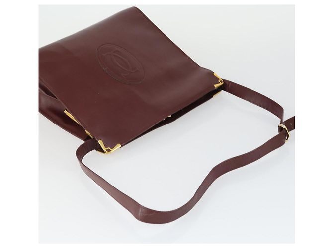 CARTIER Borsa a Spalla Must Line Pelle 2 Set Bordeaux Oro Auth bs33356 D'oro Bordò - vista 5