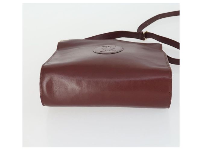 CARTIER Borsa a Spalla Must Line Pelle 2 Set Bordeaux Oro Auth bs33356 D'oro Bordò - vista 7