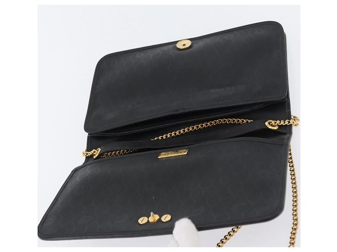 Borsa a spalla con catena Christian Dior in pelle nera e oro Auth fm5129 Nero D'oro - vista 11