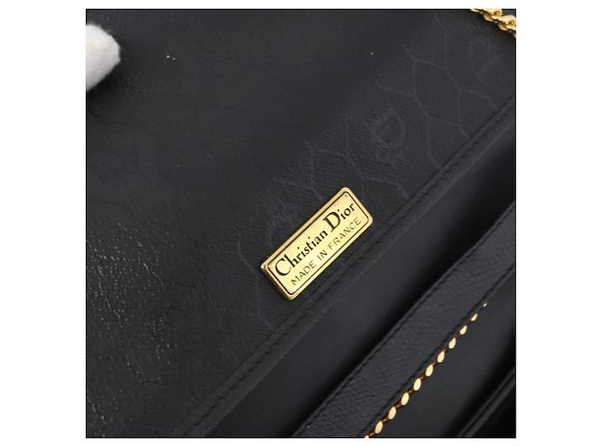Borsa a spalla con catena Christian Dior in pelle nera e oro Auth fm5129 Nero D'oro - vista 17