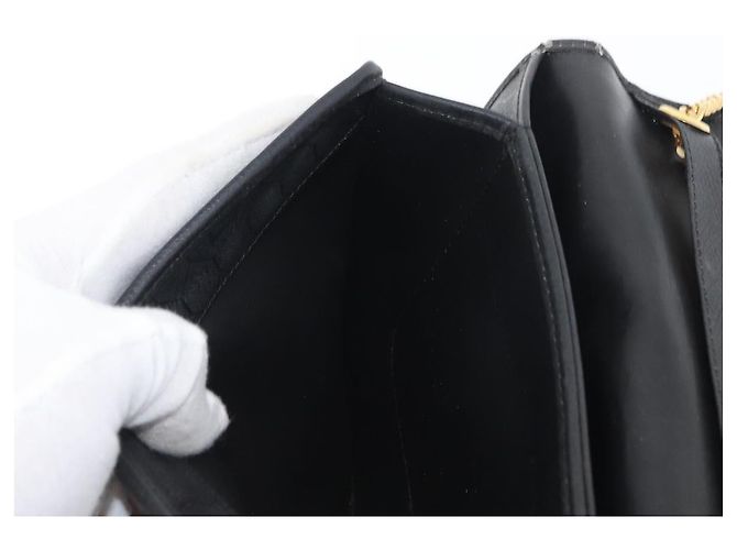 Borsa a spalla con catena Christian Dior in pelle nera e oro Auth fm5129 Nero D'oro - vista 19