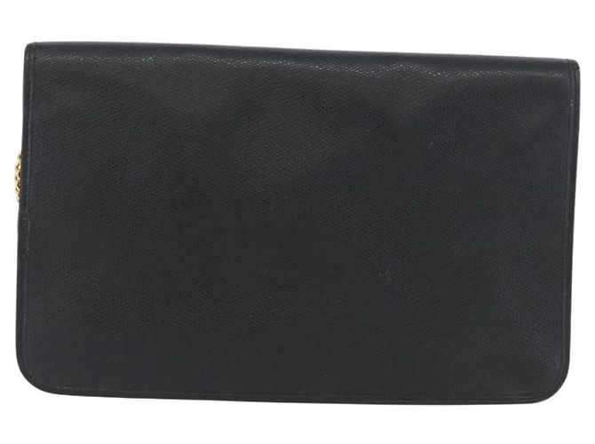 Borsa a spalla con catena Christian Dior in pelle nera e oro Auth fm5129 Nero D'oro - vista 2